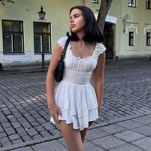 Princess Polly Love Galor white ruffle tiered romper